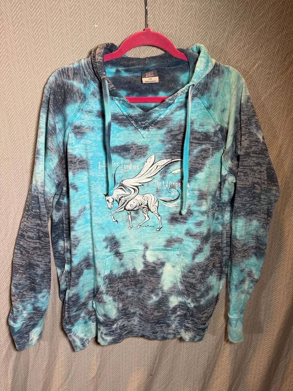 MV Sport Courtney Burnout V-Notch Hoodie Horses Lend us the Wings we Lack